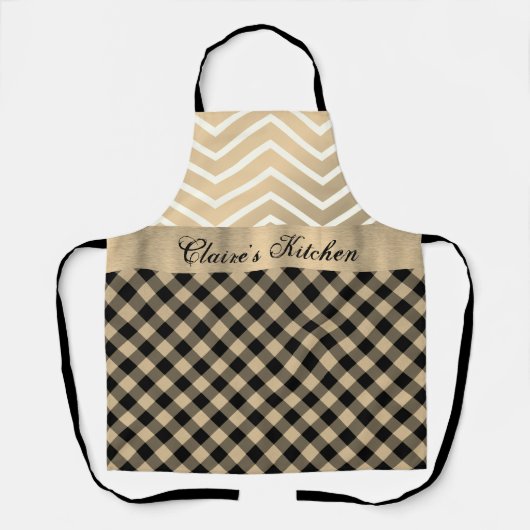 Classic Gold Chevron Gingham Schort (Voorkant)