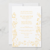 Classic Gold Chinoiserie Victoriaans Bloemen Huwel Kaart (Voorkant)