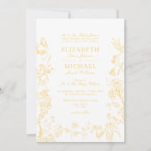 Classic Gold Chinoiserie Victoriaans Bloemen Huwel Kaart (Voorkant)