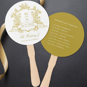 Classic Gold Crest Wedding Ceremony Tijdlijn Handwaaier