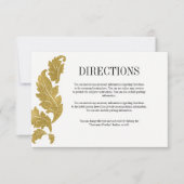 Classic Gold Crest Wedding Direction Kaart (Voorkant)
