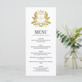 Classic Gold Crest Wedding Menu Kaart (Staand voorkant)