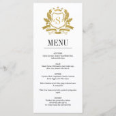 Classic Gold Crest Wedding Menu Kaart (Voorkant)