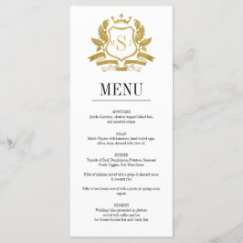 Classic Gold Crest Wedding Menu Kaart