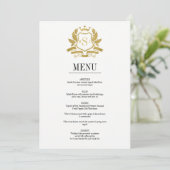 Classic Gold Crest Wedding Menu Kaart (Staand voorkant)