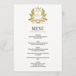 Classic Gold Crest Wedding Menu Kaart