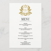 Classic Gold Crest Wedding Menu Kaart (Voorkant)