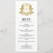 Classic Gold Crest Wedding Menu Kaart (Voorkant)
