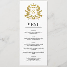 Classic Gold Crest Wedding Menu Kaart