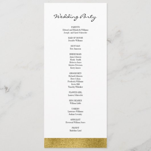 Classic Gold Crest Wedding Program Programmakaart (Achterkant)