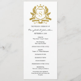 Classic Gold Crest Wedding Program Programmakaart