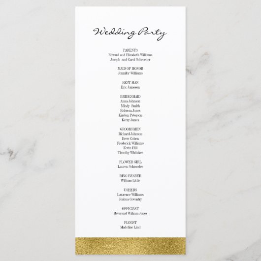 Classic Gold Crest Wedding Program Programmakaart (Achterkant)