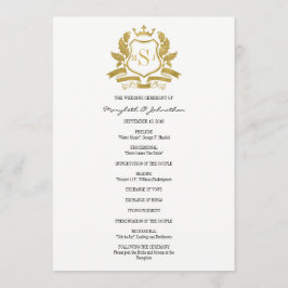 Classic Gold Crest Wedding Program Programmakaart