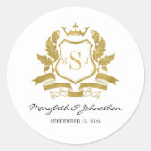 Classic Gold Crest Wedding Sticker (Voorkant)