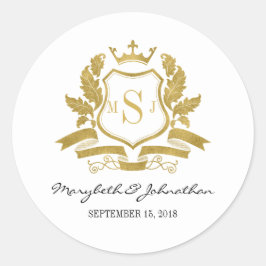 Classic Gold Crest Wedding Sticker
