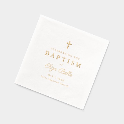 Classic Gold Cross Elegant Script Doop Folie Servetten (Links)