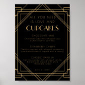 Classic Gold  Cupcake Menu Trouwbord Poster (Voorkant)