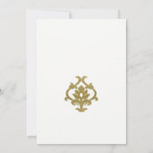 CLASSIC GOLD DAMASK FLORAL PATTERN BEWAREN DE DATU SAVE THE DATE (Achterkant)