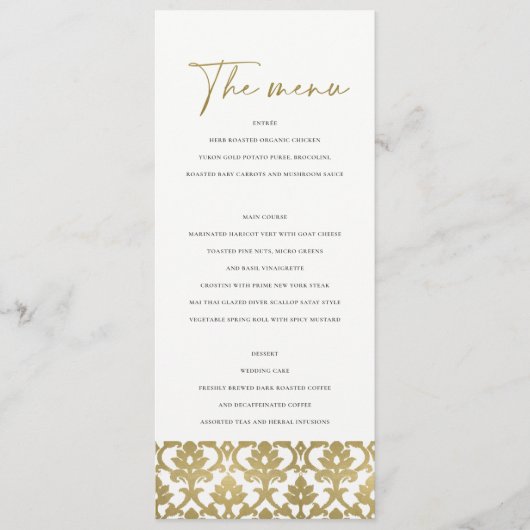 CLASSIC GOLD DAMASK FLORAL PATTERN MENU (Voorkant)