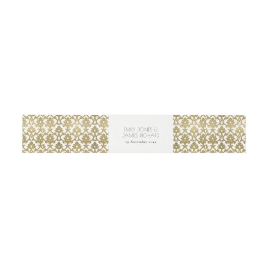 CLASSIC GOLD DAMASK FLORAL PATTERN MONOGRAM UITNODIGINGEN WIKKEL (Vlak)