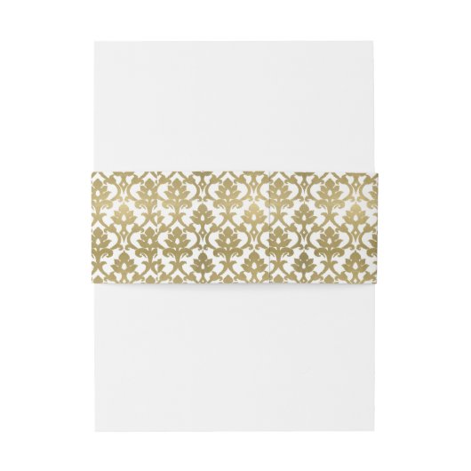 CLASSIC GOLD DAMASK FLORAL PATTERN MONOGRAM UITNODIGINGEN WIKKEL (Achterkant Voorbeeld)