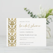 CLASSIC GOLD DAMASK FLORAL PATTERN VRIJGEZELLENFEE KAART (Staand voorkant)