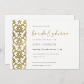 CLASSIC GOLD DAMASK FLORAL PATTERN VRIJGEZELLENFEE KAART (Voorkant / Achterkant)