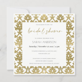 CLASSIC GOLD DAMASK FLORAL PATTERN VRIJGEZELLENFEE KAART