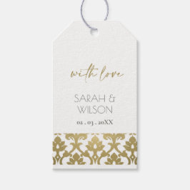 CLASSIC GOLD DAMASK FLORAL PATTERN WEDING CADEAULABEL