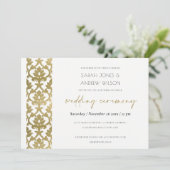 CLASSIC GOLD DAMASK FLORAL PATTERN WEDING KAART (Staand voorkant)
