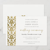 CLASSIC GOLD DAMASK FLORAL PATTERN WEDING KAART (Voorkant / Achterkant)