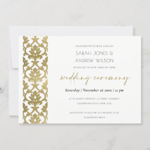 CLASSIC GOLD DAMASK FLORAL PATTERN WEDING KAART