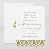 CLASSIC GOLD DAMASK FLORAL PATTERN WEDING KAART (Voorkant / Achterkant)