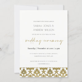 CLASSIC GOLD DAMASK FLORAL PATTERN WEDING KAART
