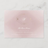 Classic Gold Dusty Roos Pink Monogram Weddenschap Informatiekaartje (Voorkant)
