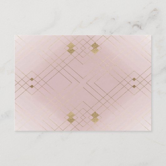 Classic Gold Dusty Roos Pink Monogram Weddenschap Informatiekaartje (Achterkant)