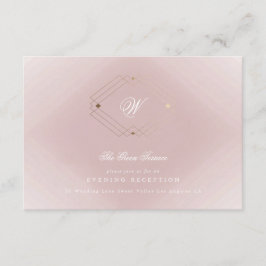 Classic Gold Dusty Roos Pink Monogram Weddenschap Informatiekaartje