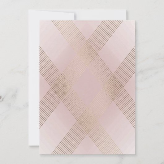 Classic Gold Dusty Roos Pink Monogram Weddenschap Kaart (Achterkant)