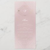 Classic Gold Dusty Roos Pink Monogram Weddenschap Menu (Voorkant)