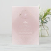Classic Gold Dusty Roos Pink Monogram Weddenschap Menu (Staand voorkant)