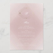 Classic Gold Dusty Roos Pink Monogram Weddenschap Menu (Voorkant)