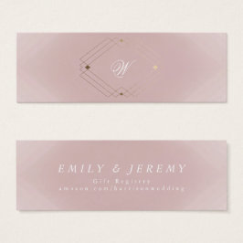 Classic Gold Dusty Roos Pink Monogram Weddenschap Mini Visitekaartjes