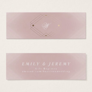 Classic Gold Dusty Roos Pink Monogram Weddenschap Mini Visitekaartjes