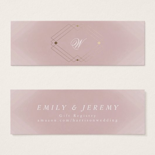 Classic Gold Dusty Roos Pink Monogram Weddenschap Mini Visitekaartjes (Voorkant /achterkant)