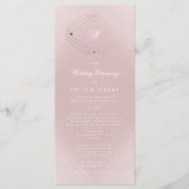 Classic Gold Dusty Roos Pink Monogram Weddenschap Programmakaart (Voorkant)