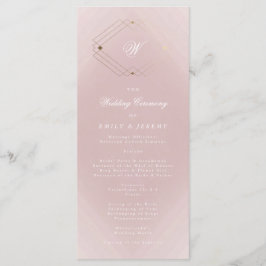 Classic Gold Dusty Roos Pink Monogram Weddenschap Programmakaart