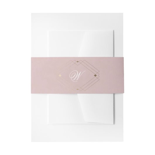 Classic Gold Dusty Roos Pink Monogram Weddenschap Uitnodigingen Wikkel (Voorkant Voorbeeld)