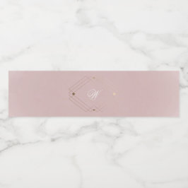 Classic Gold Dusty Roos Pink Monogram Weddenschap Waterfles Etiket