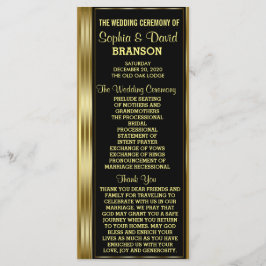 Classic Gold en Black Wedding Custom Program Programmakaart