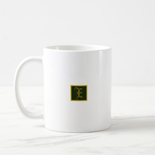 Classic Gold en Green Monogram Minimalistische Mok (Links)